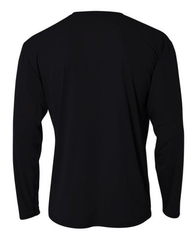 A4 N3165 Cooling Performance Long Sleeve Micro Poly Interlock Fabric - Black, Long Sleeve, UPF 44+, Moisture Wicking (1 Piece)