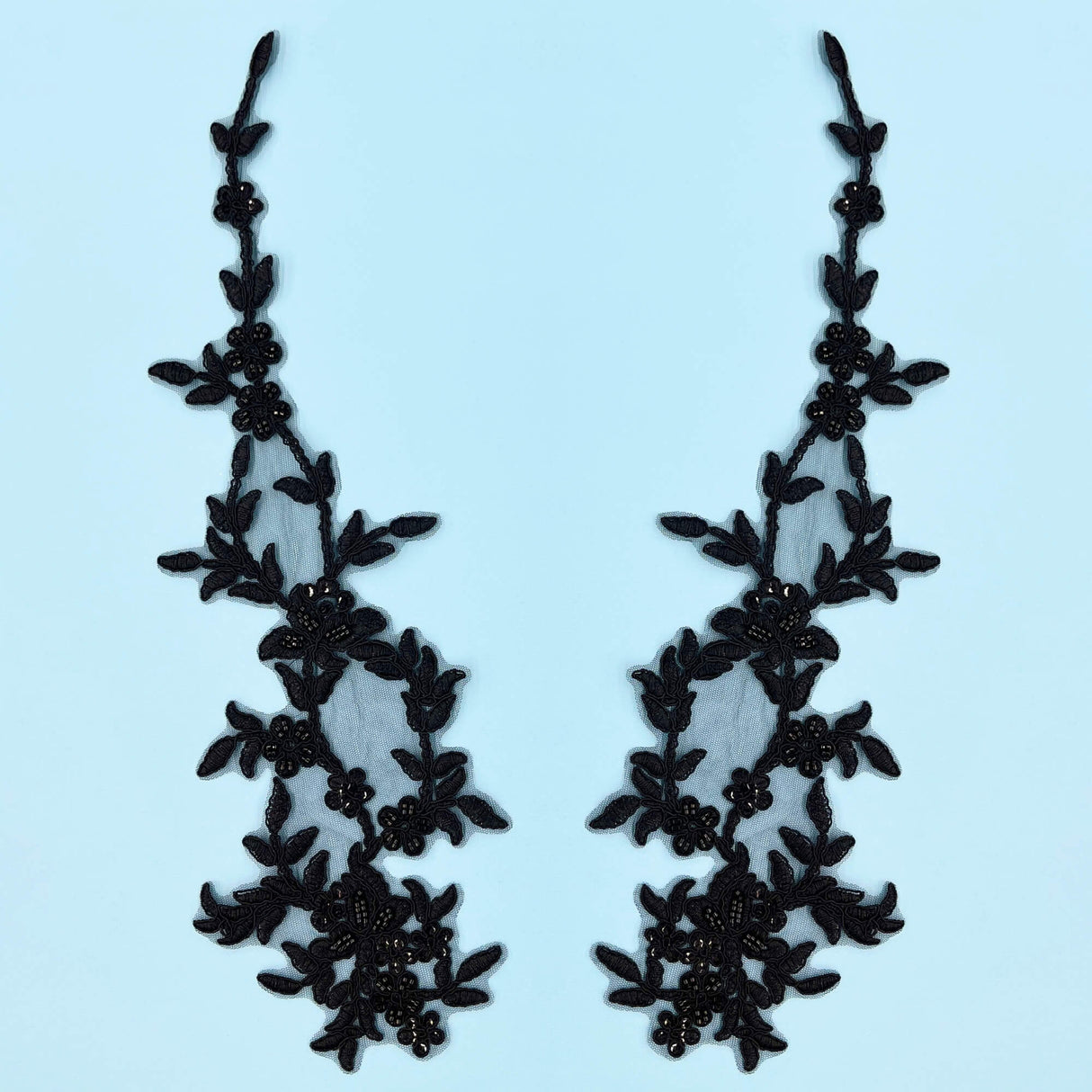 Beaded Corded Floral Lace Applique