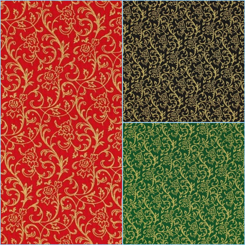 Quilting Cotton Holly Jolly Christmas Metallic Gold Vinery