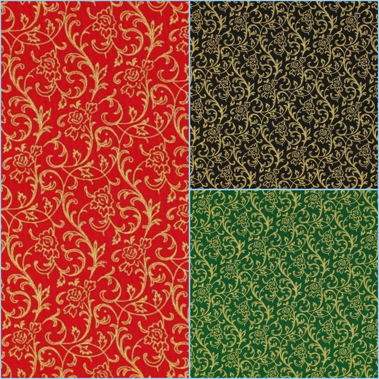Quilting Cotton Holly Jolly Christmas Metallic Gold Vinery