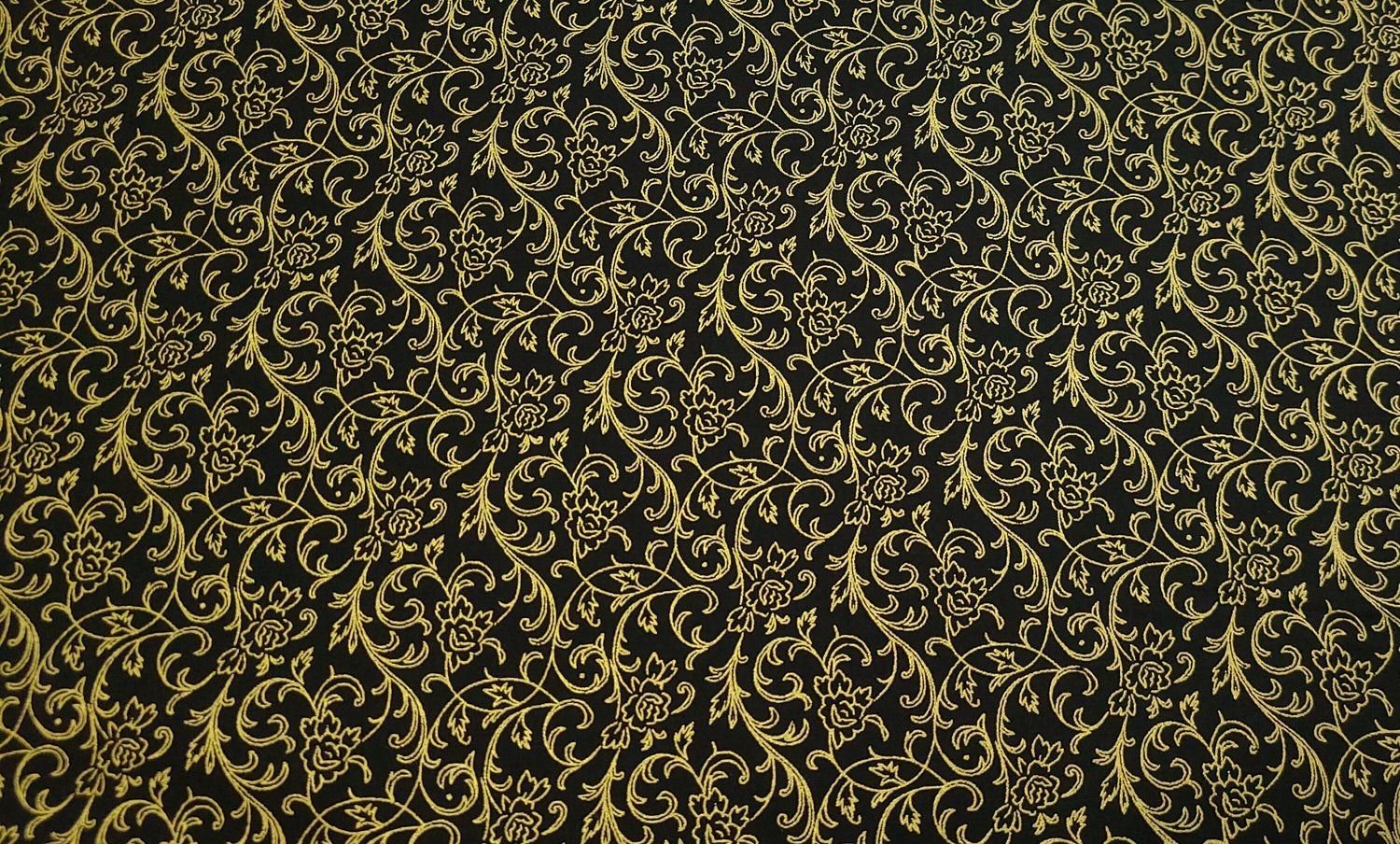 Quilting Cotton Holly Jolly Christmas Metallic Gold Vinery