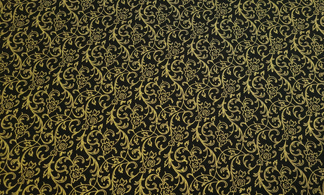 Quilting Cotton Holly Jolly Christmas Metallic Gold Vinery