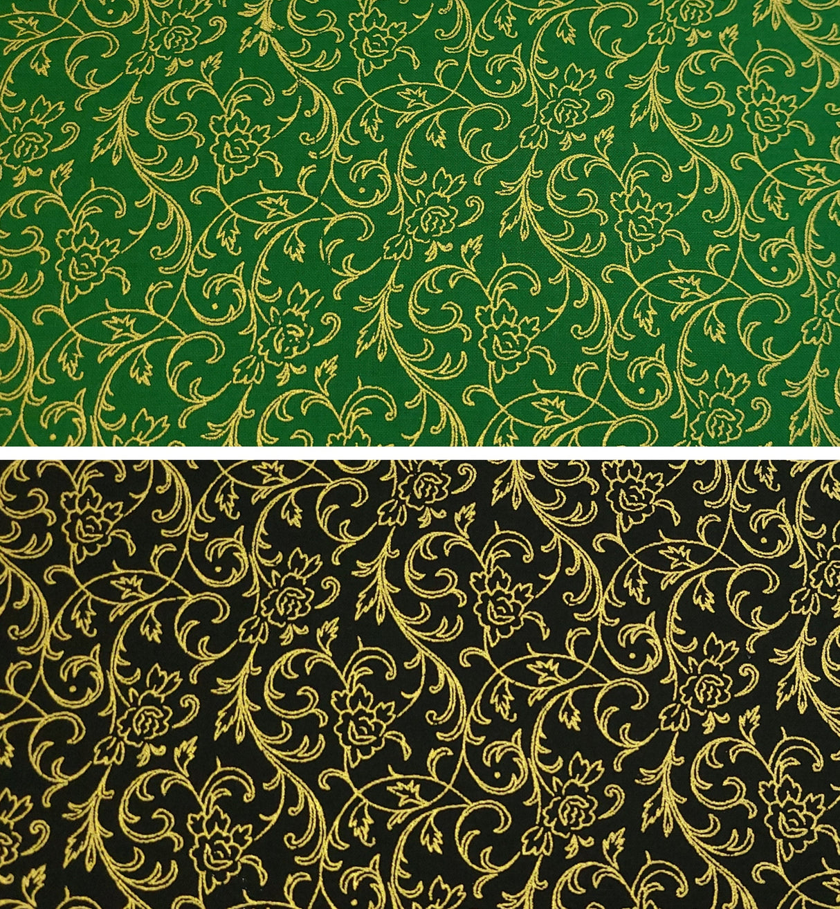 Quilting Cotton Holly Jolly Christmas Metallic Gold Vinery
