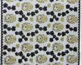 Black Hibiscus Flowers Tonga Seal Polyester Lace Fabric - Black Hibiscus Pattern, 50" Width (1 Yard)