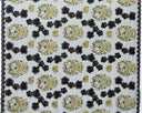 Black Hibiscus Flowers Tonga Seal Lace Polyester Fabric - Black Hibiscus Border Lace, 50" Width (1 Yard)
