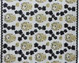 Black Hibiscus Flowers Tonga Seal Lace Polyester Fabric - Black Hibiscus Border Lace, 50" Width (1 Yard)