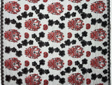 Black Hibiscus Flowers Tonga Seal Lace Polyester Fabric - Black Hibiscus Border Lace, 50" Width (1 Yard)