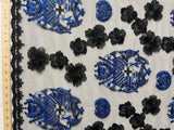 Black Hibiscus Flowers Tonga Seal Polyester Lace Fabric - Black Hibiscus Pattern, 50" Width (1 Yard)