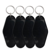 Retro Motel Keychain with Silver Ring - Black (4 per Set)