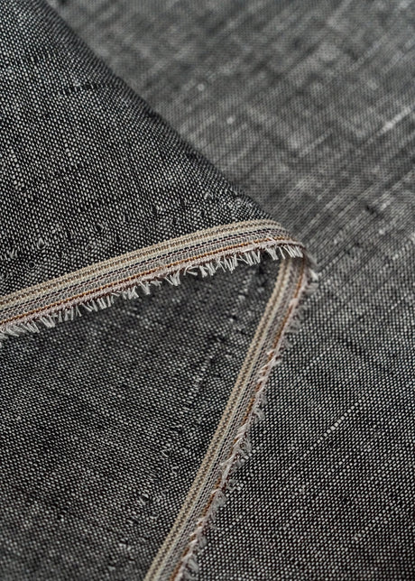 1 Yard Black or Off White 2 Tone Melange Linen Fabric Lightweight Flat Weave 58 Inches Wide