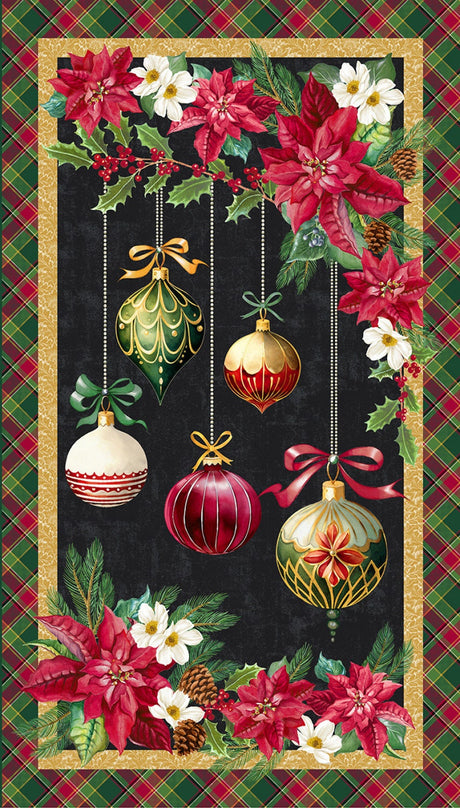 Fabric Panel Black Ornamental Wonder Windham Holiday Splendor