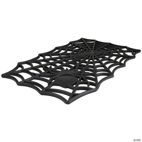 18" x 30" Black Spider Web Rectangular Halloween Doormat for Seasonal Entryways