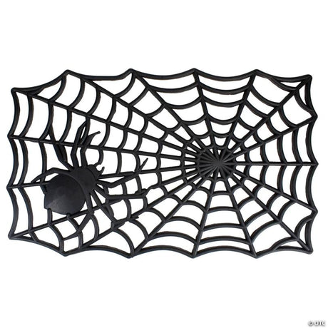 18" x 30" Black Spider Web Rectangular Halloween Doormat for Seasonal Entryways