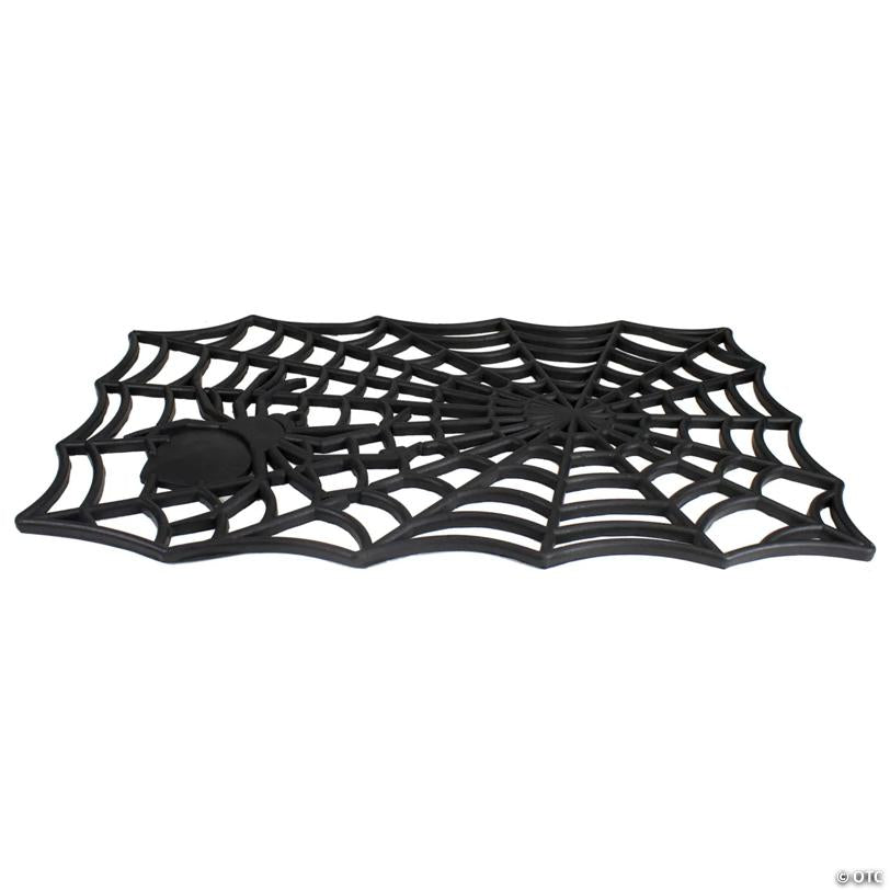 Black Spider Web Rectangular Halloween Doormat 18" x 30"