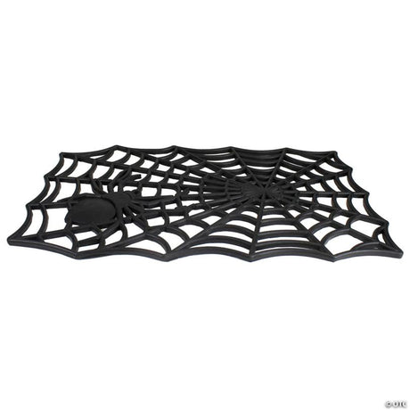 18" x 30" Black Spider Web Rectangular Halloween Doormat for Seasonal Entryways
