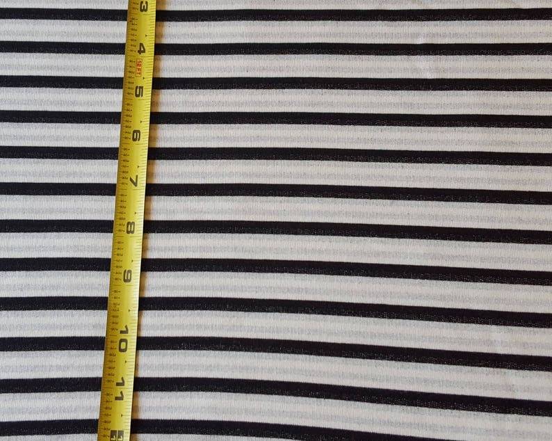French Terry Knit Off White Black Stripe