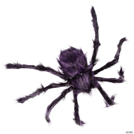 Black and Purple Hairy Posable Spider Halloween Decoration for Spooky Displays