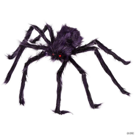 Black and Purple Hairy Posable Spider Halloween Decoration for Spooky Displays