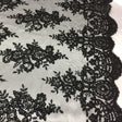 Black Sequin Lace Fabric - Embroidered Mesh, Black, 54" Width