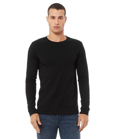 Bella Canvas 3501 Long Sleeve Cotton Fabric - Black, Long Sleeve, Crew Neck (1 Piece)