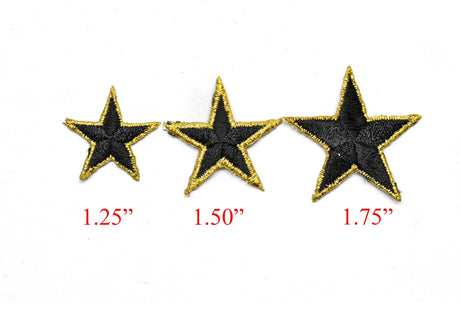 Embroidered Star Applique Iron-On Gold Trim