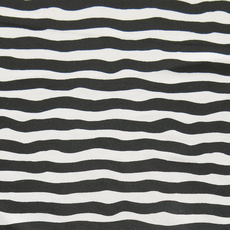 Swim Knit Black and White Wavy Stripes Nylon Spandex