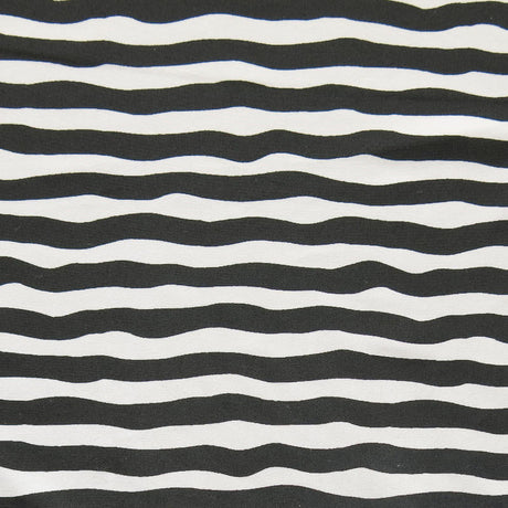 Swim Knit Black and White Wavy Stripes Nylon Spandex