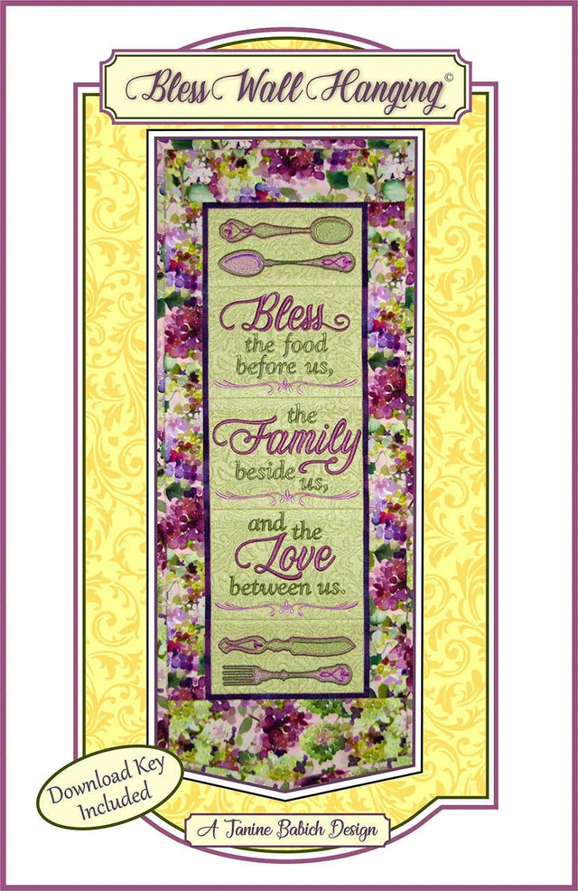 Machine Embroidery Bless Wall Hanging Pattern