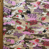 Cotton Lycra Jersey Knit Fabric Bling Graffiti Camo