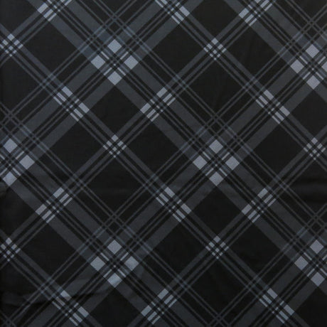 Stretch Woven Black/Grey Plaid Boardshort Fabric