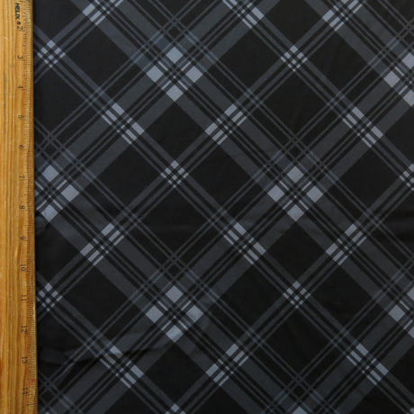 Stretch Woven Black/Grey Plaid Boardshort Fabric