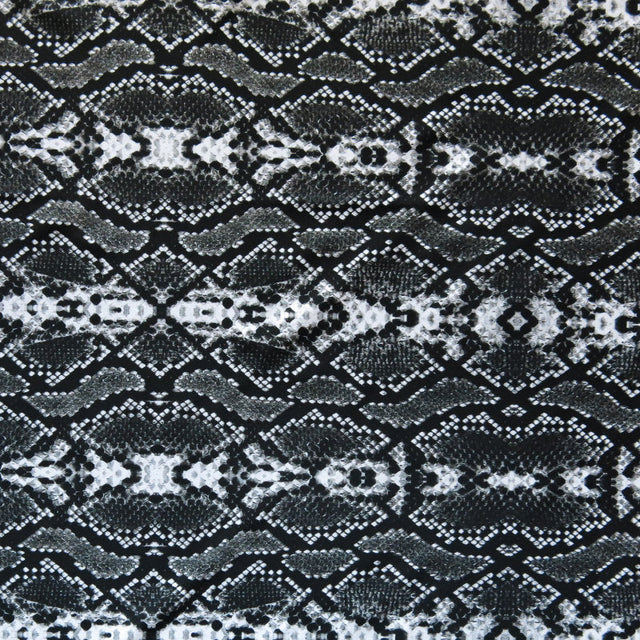 Swim Knit Nylon Spandex Black and Grey Snakeskin 19 Remnant