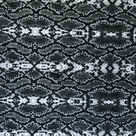 Swim Knit Nylon Spandex Black and Grey Snakeskin