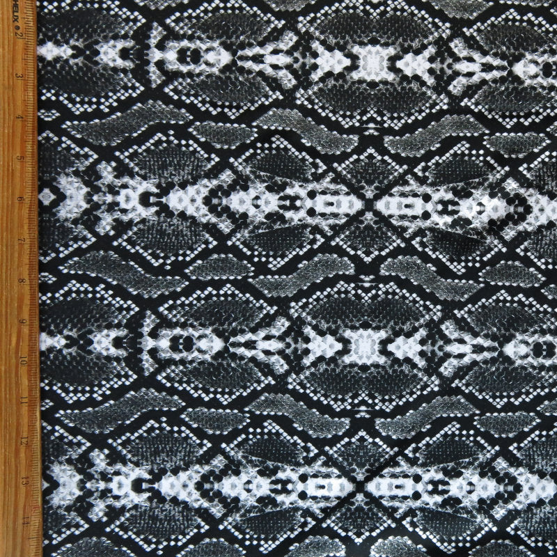 Swim Knit Nylon Spandex Black and Grey Snakeskin 19 Remnant