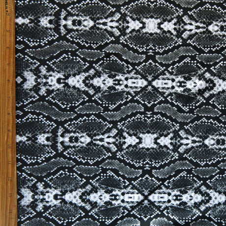 Swim Knit Nylon Spandex Black and Grey Snakeskin