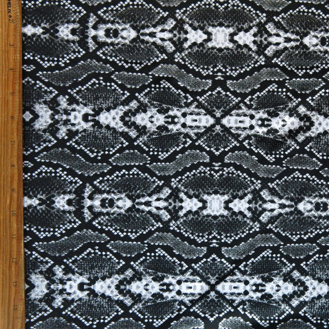 Swim Knit Nylon Spandex Black and Grey Snakeskin