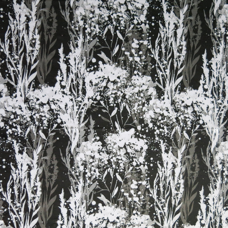Athletic Poly Spandex Jersey Knit Black and White Bouquet