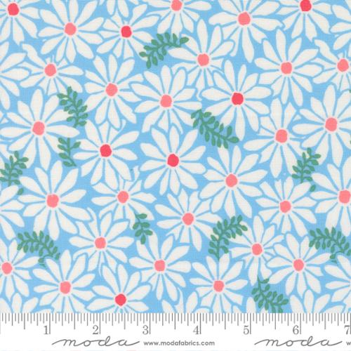 Cotton Print Bloom Sky Reef Fabric 44/45 Light Blue Coastal