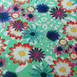 Blossomy Polyester Spandex Fabric - Green Floral Print, 58/60" Width (1 Yard)
