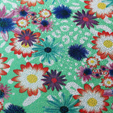 Blossomy Polyester Spandex Fabric - Green Floral Print, 58/60" Width (1 Yard)