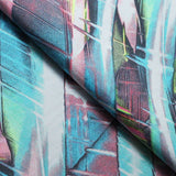 Vertigo Nylon Spandex Fabric - Multicolor/Blue Pink, Thunder Stripe Pattern, 58/60" Width (1 Yard)