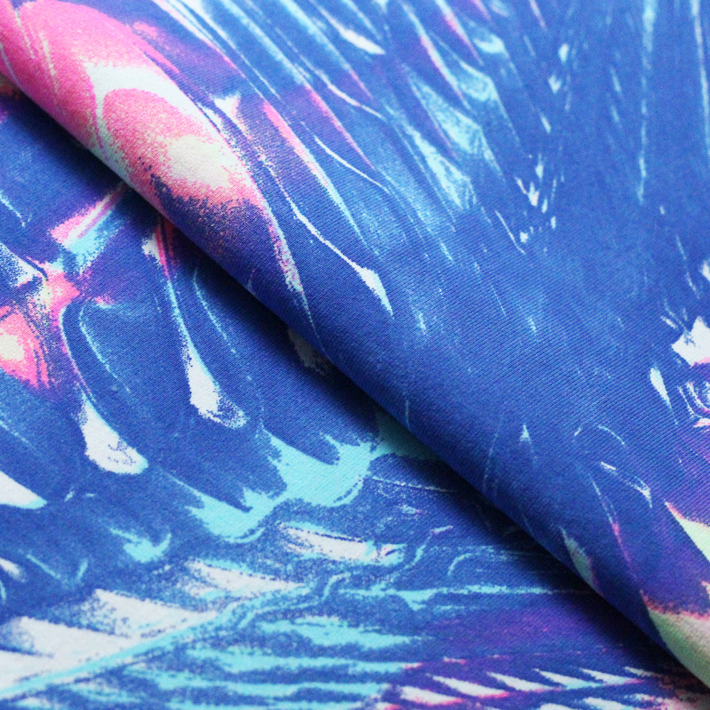 Seismic Wave Nylon Spandex Fabric - Blue or Red, Abstract Wave Pattern, 58-60" Width (1 Yard)