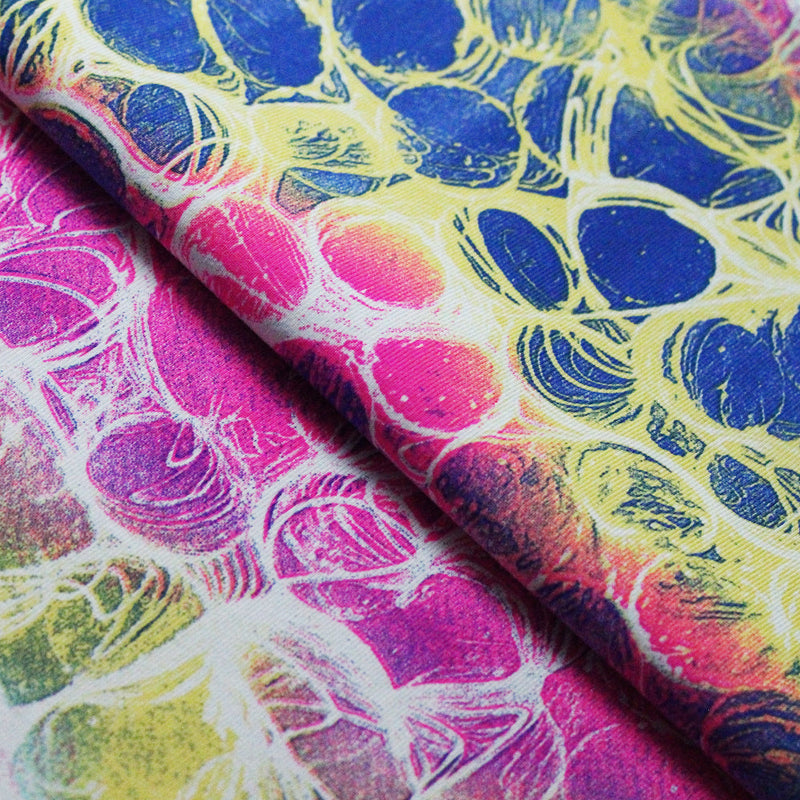Ombre Mist Nylon Spandex Fabric - Blue or Multicolor Circle Pattern, 58-60" Width (1 Yard)