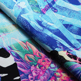 Gardenia Nylon Spandex Fabric - Blue Or Pink Floral Print, 58/60" Width (1 Yard)
