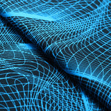 Infinity Nylon Spandex Fabric - Blue/Pink/Yellow Abstract Wave Print, 58/60" Width (1 Yard)