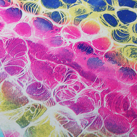 Ombre Mist Nylon Spandex Fabric - Blue or Multicolor Circle Pattern, 58-60" Width (1 Yard)