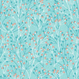 Cotton Floral Sprigs Fabric Aqua Blue 44/45"