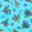 Cotton Blue Bluebonnet Bouquets Fabric 44/45"