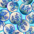 Cotton Fabric Blue Bluebonnet Vignettes 44/45" Width