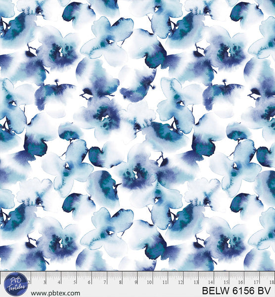 Cotton Wideback Fabric Blue Floral Butterfly Belle 108"